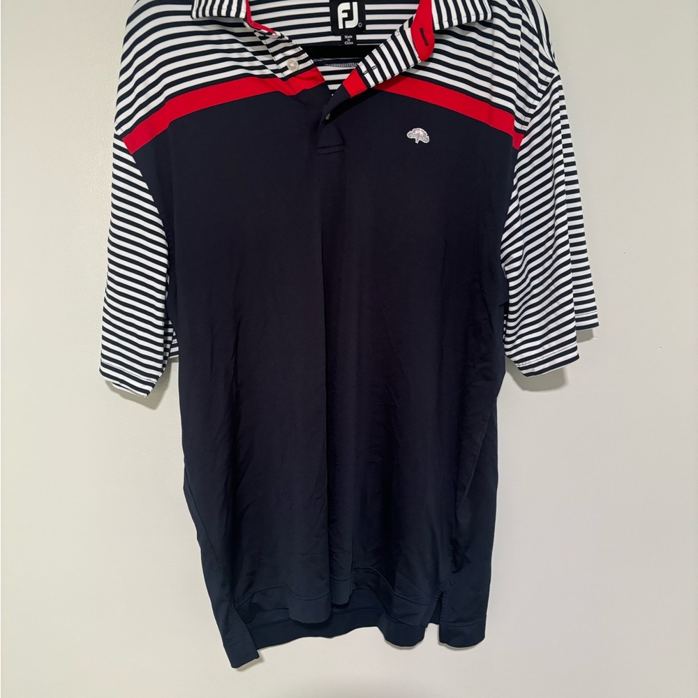 FJ Striped Polo Shirt with Red Accents
